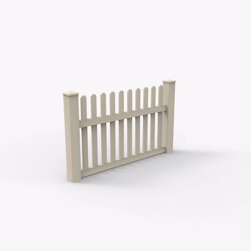 Tan straight picket 3.5 ft fence, main view