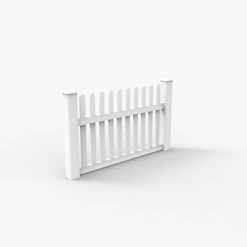 White straight picket 3.5 ft fence, main view