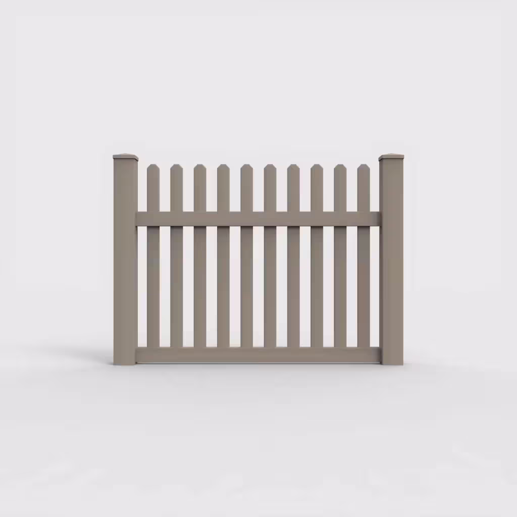 Clay straight picket 4 ft fence, front view