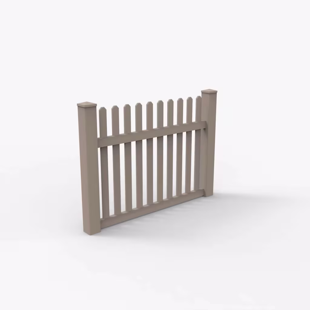 Clay straight picket 4 ft fence, main view