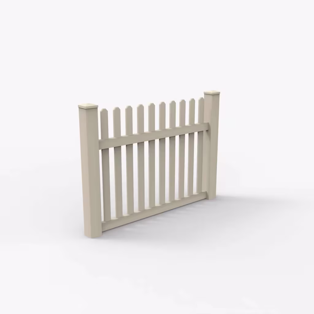 Tan straight picket 4 ft fence, main view
