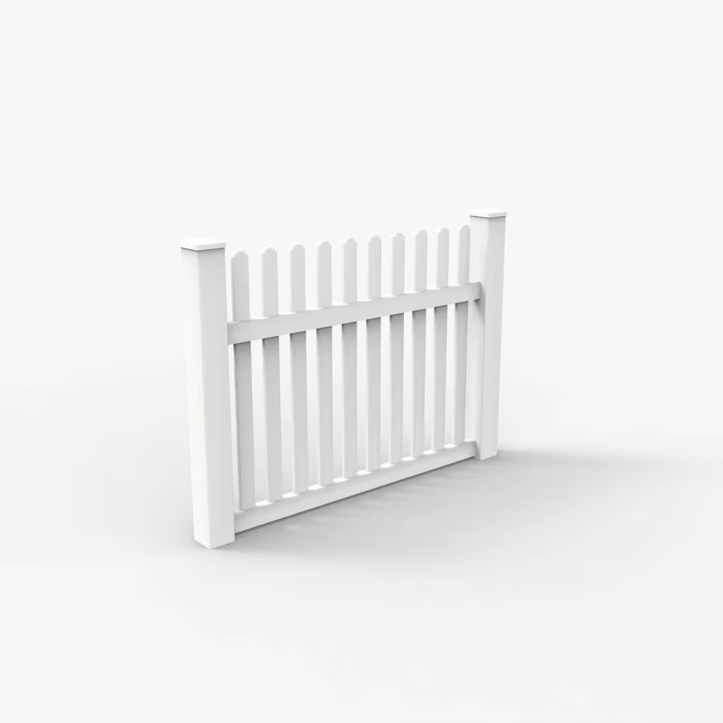 White straight picket 4 ft fence, main view
