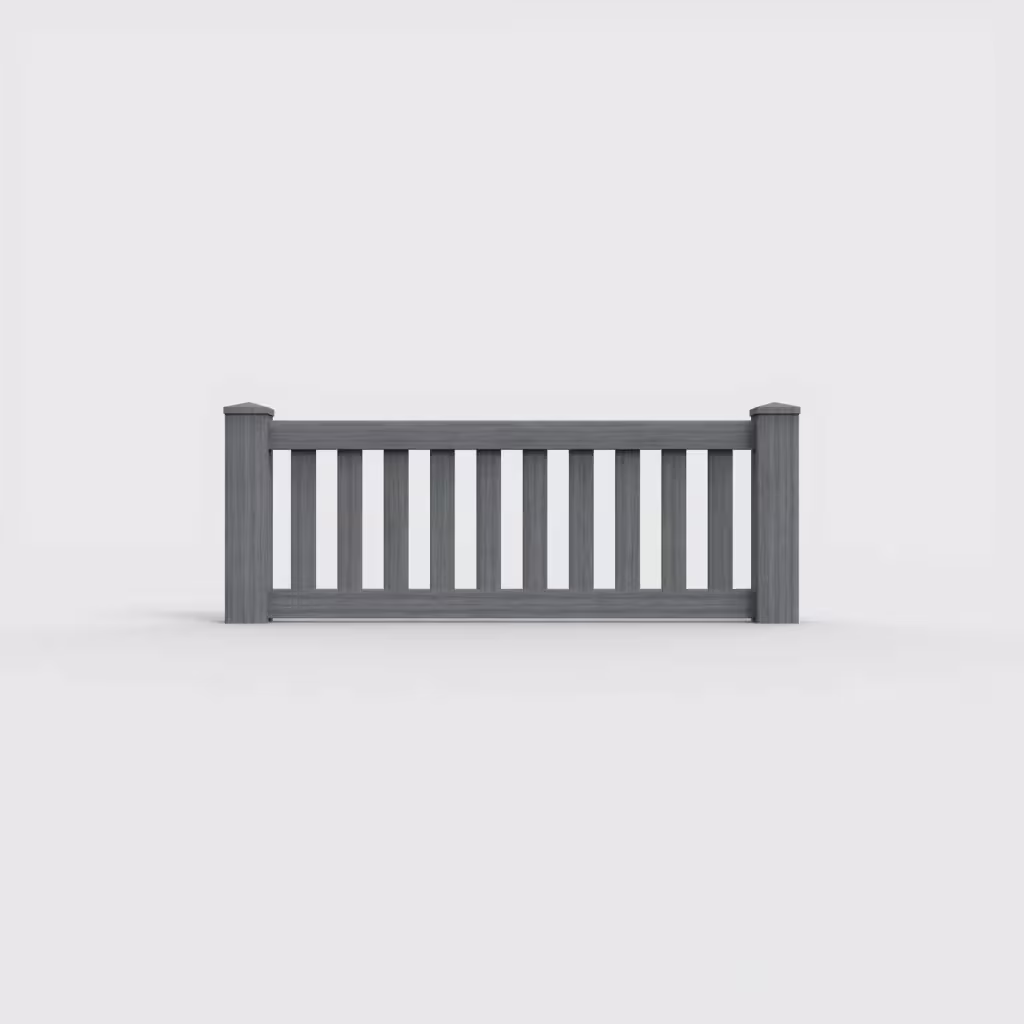 Arctic blend vertical picket 2 ft wall topper, front view