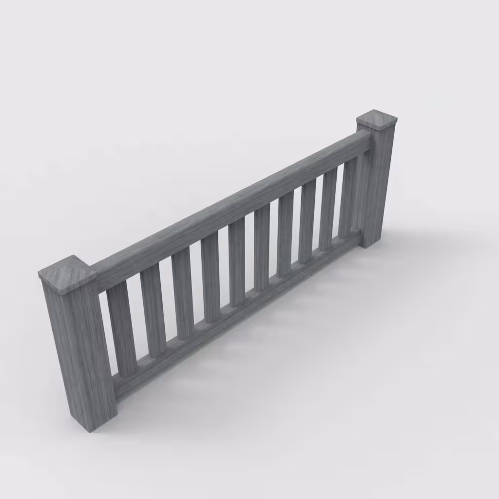 Arctic blend vertical picket 2 ft wall topper, isometric view