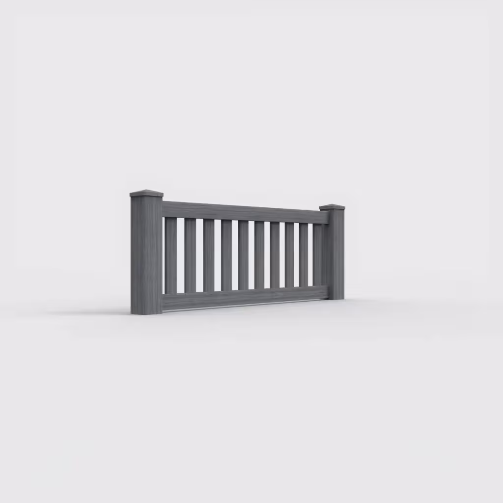 Arctic blend vertical picket 2 ft wall topper, right-side view