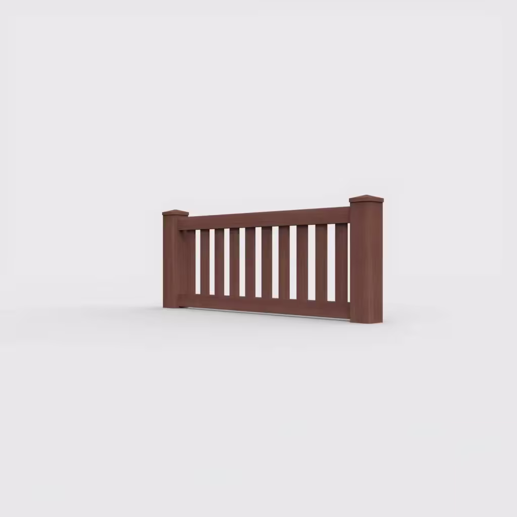 Brazilian blend vertical picket 2 ft wall topper, left-side view