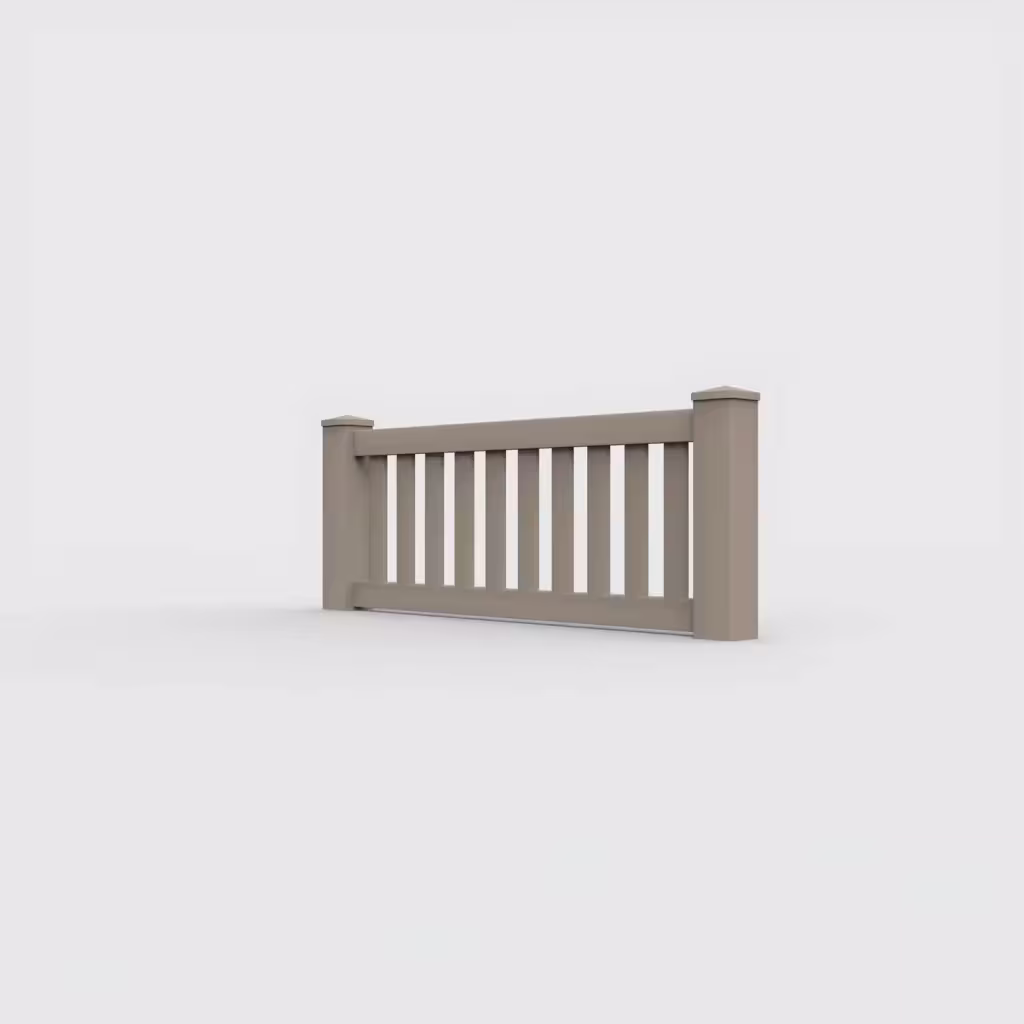 Clay vertical picket 2 ft wall topper, left-side view