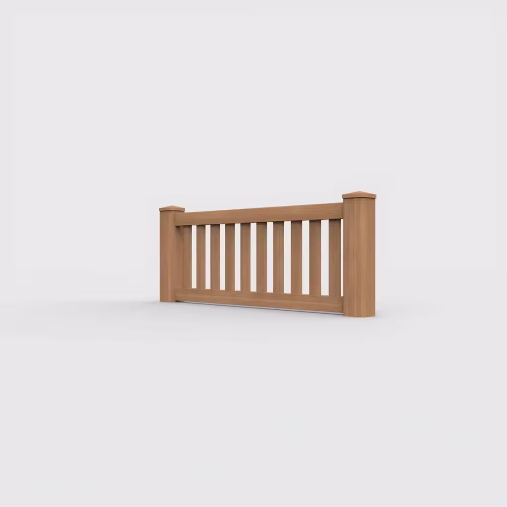 Sierra blend vertical picket 2 ft wall topper, left-side view