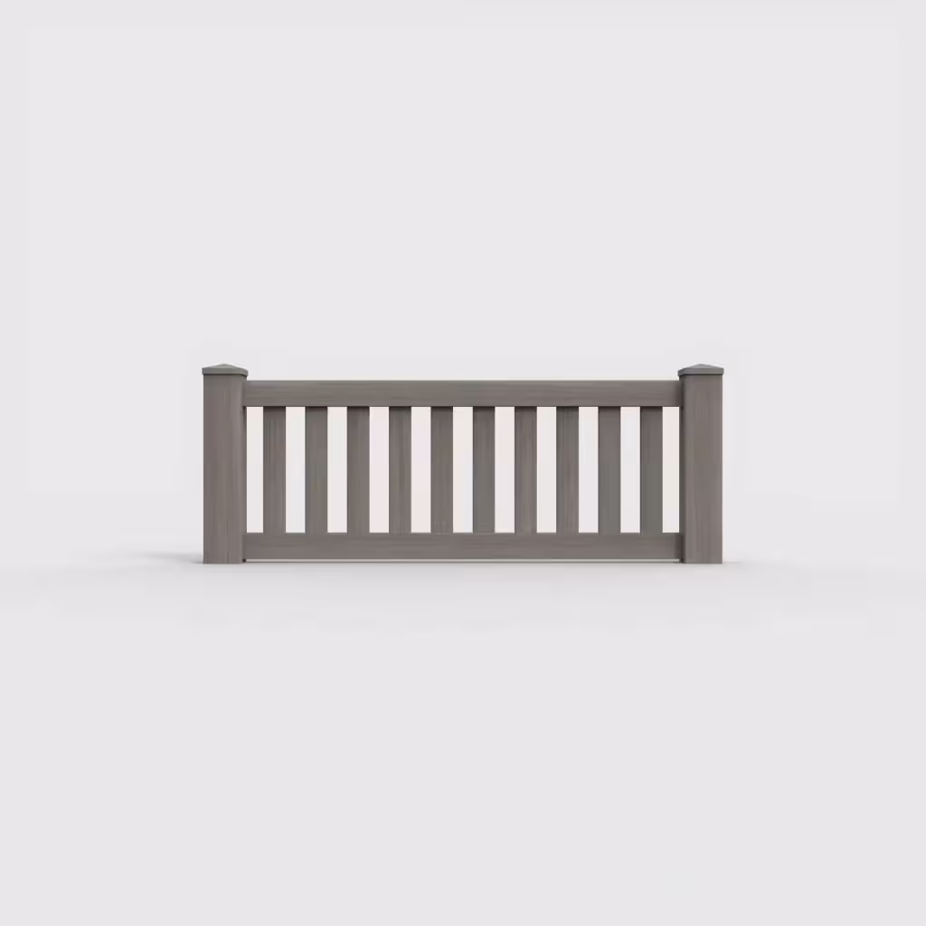 Weathered blend vertical picket 2 ft wall topper, front view