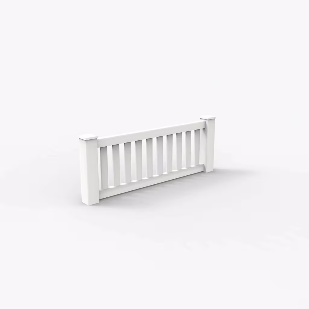 White vertical picket 2 ft wall topper, main view