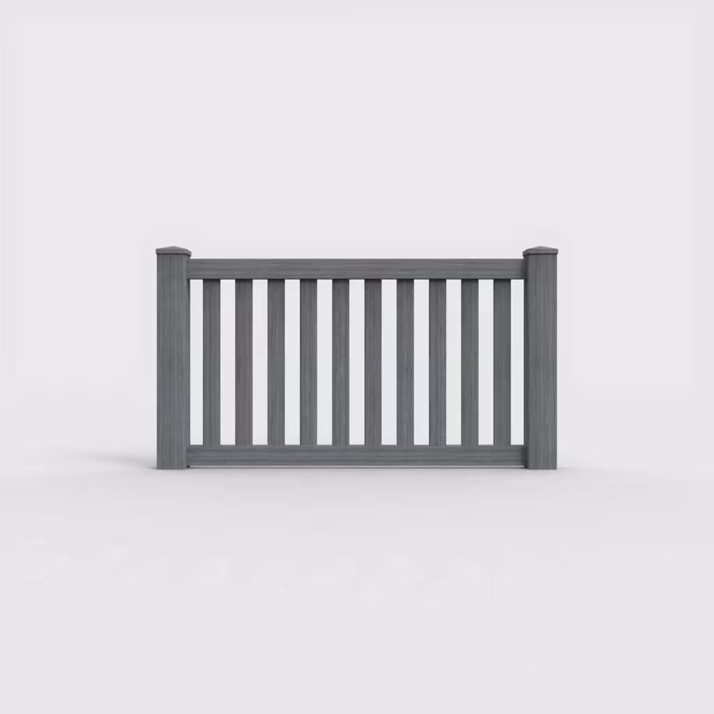 Arctic blend vertical picket 3 ft wall topper, front view