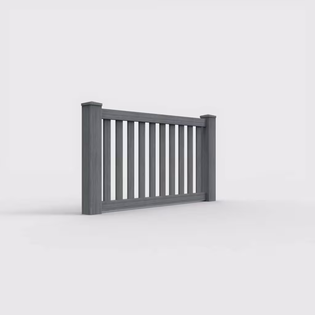 Arctic blend vertical picket 3 ft wall topper, right-side view
