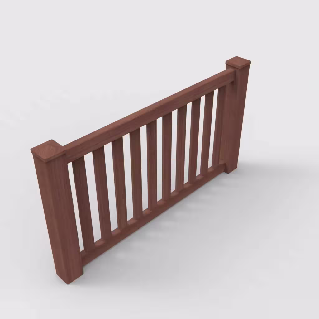 Brazilian blend vertical picket 3 ft wall topper, isometric view