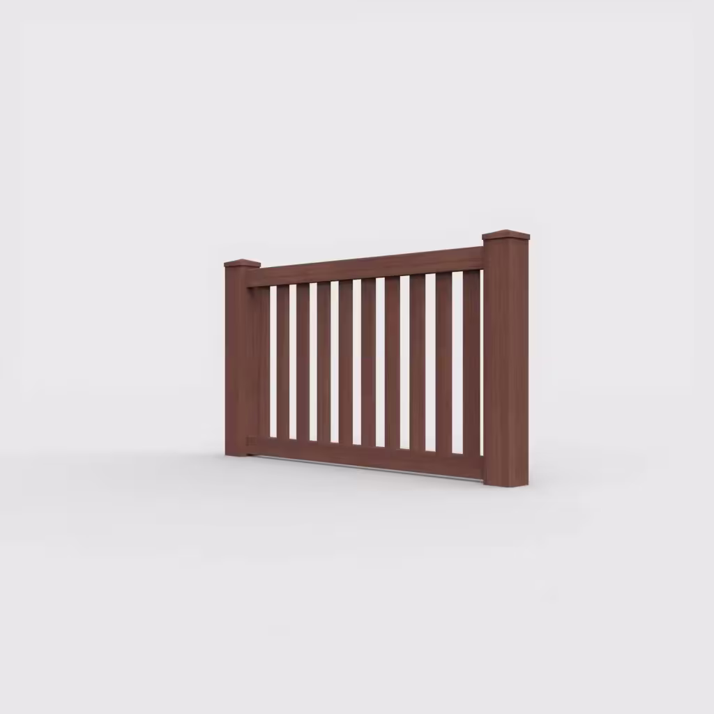 Brazilian blend vertical picket 3 ft wall topper, left-side view