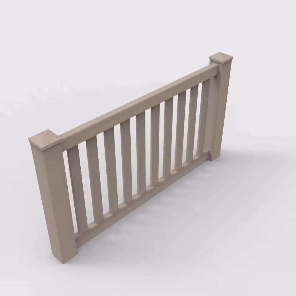 Clay vertical picket 3 ft wall topper, isometric view