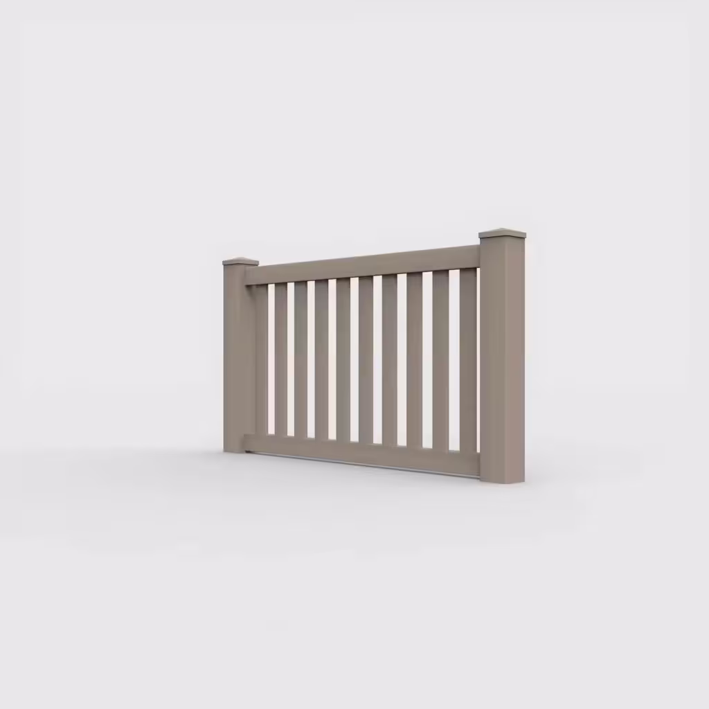 Clay vertical picket 3 ft wall topper, left-side view