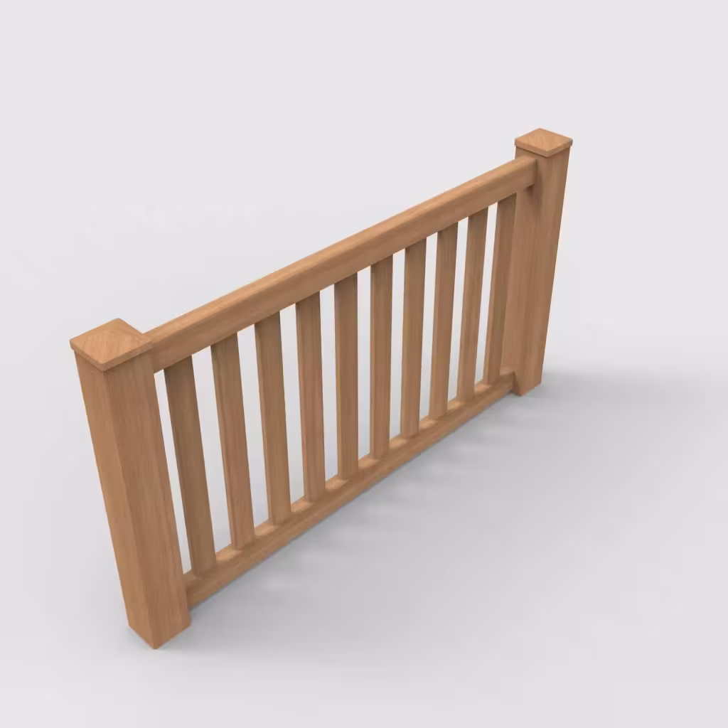 Sierra blend vertical picket 3 ft wall topper, isometric view