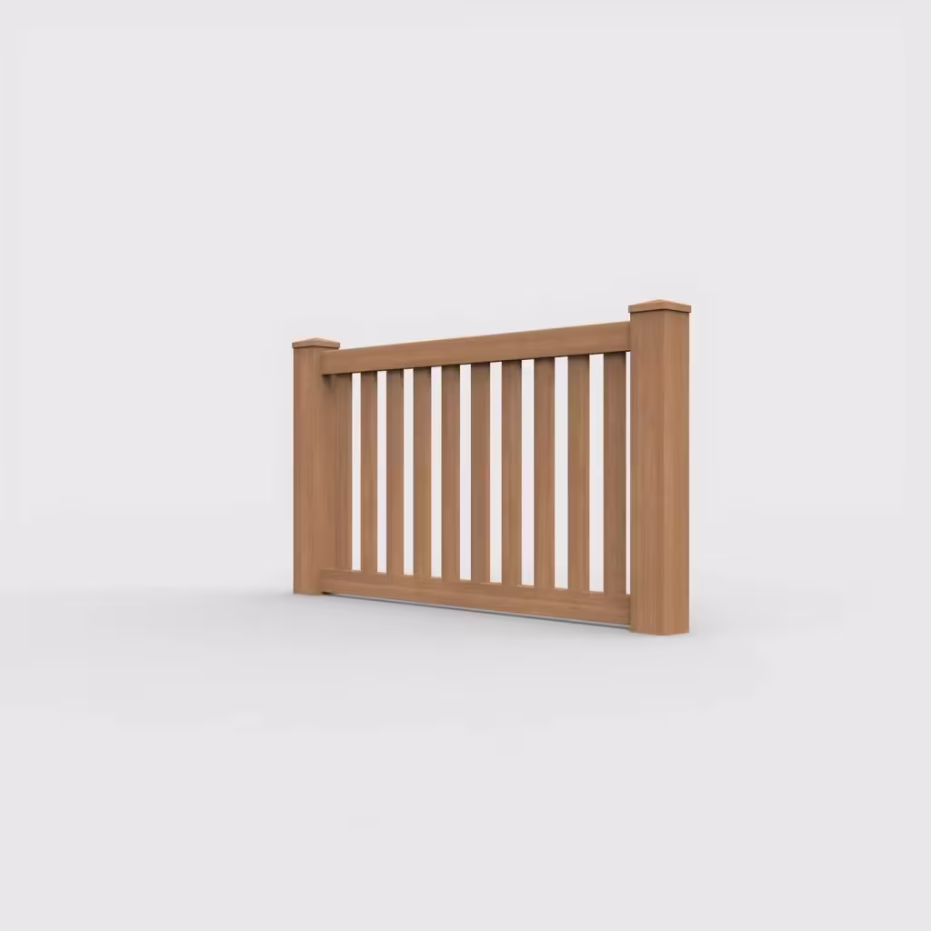 Sierra blend vertical picket 3 ft wall topper, left-side view