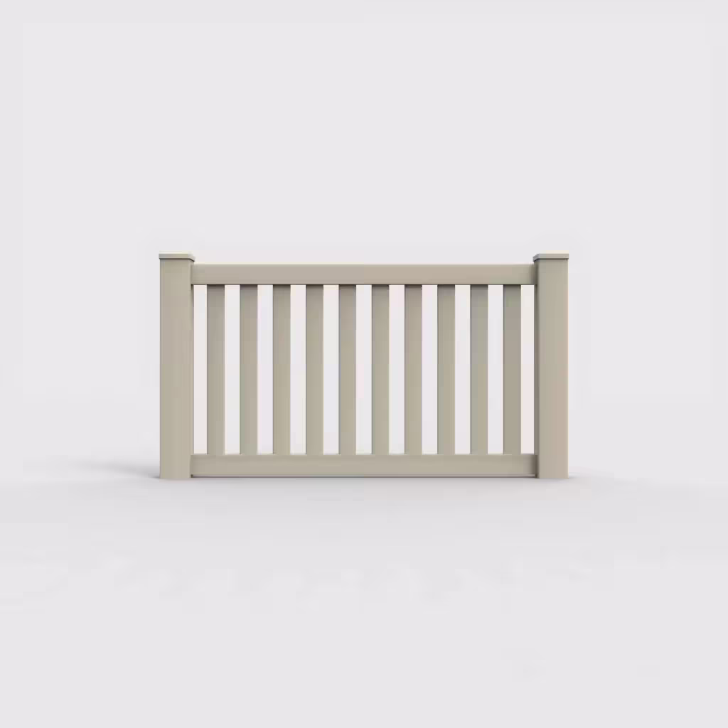 Tan vertical picket 3 ft wall topper, front view