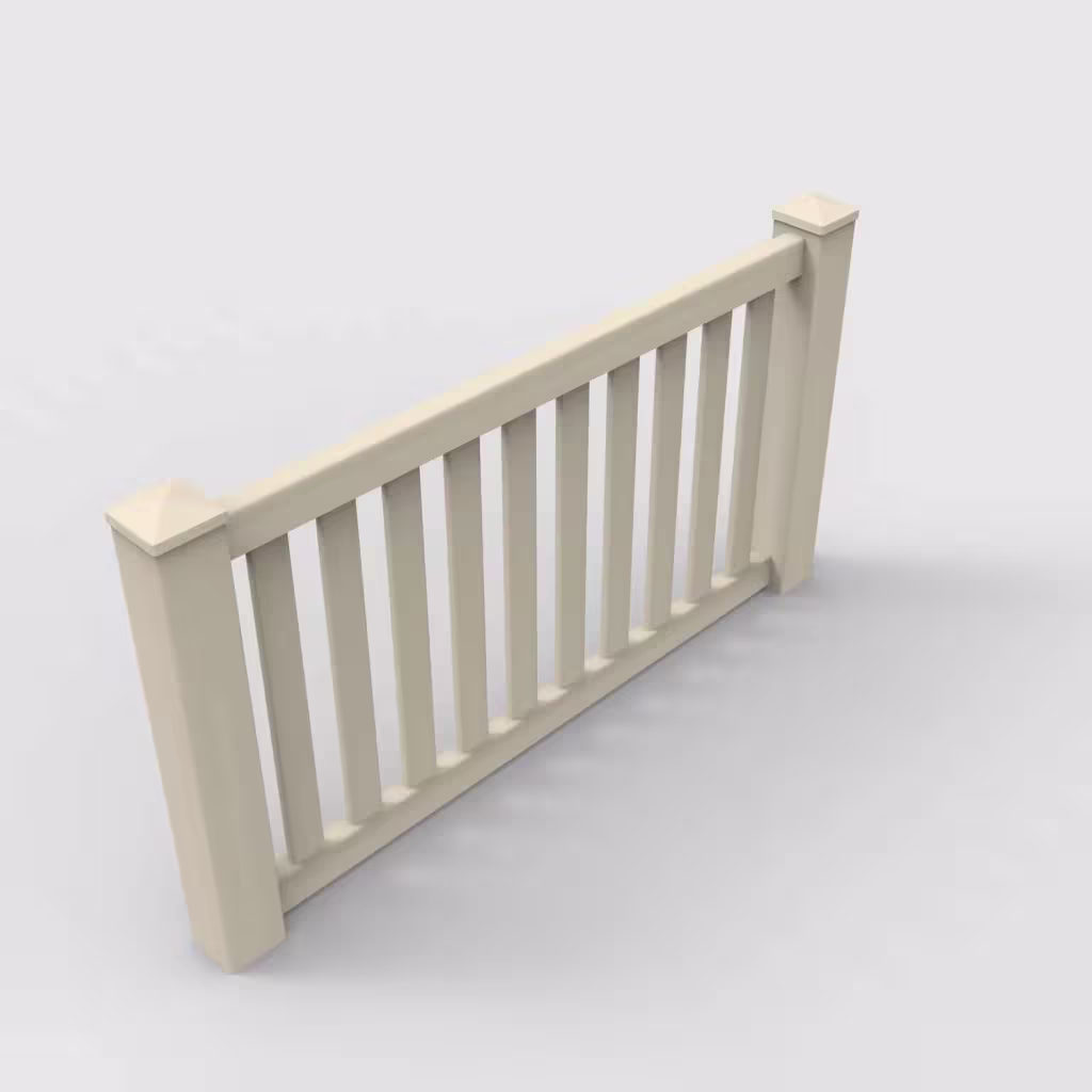 Tan vertical picket 3 ft wall topper, isometric view