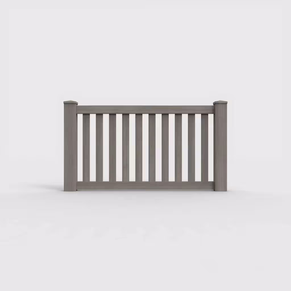 Weathered blend vertical picket 3 ft wall topper, front view