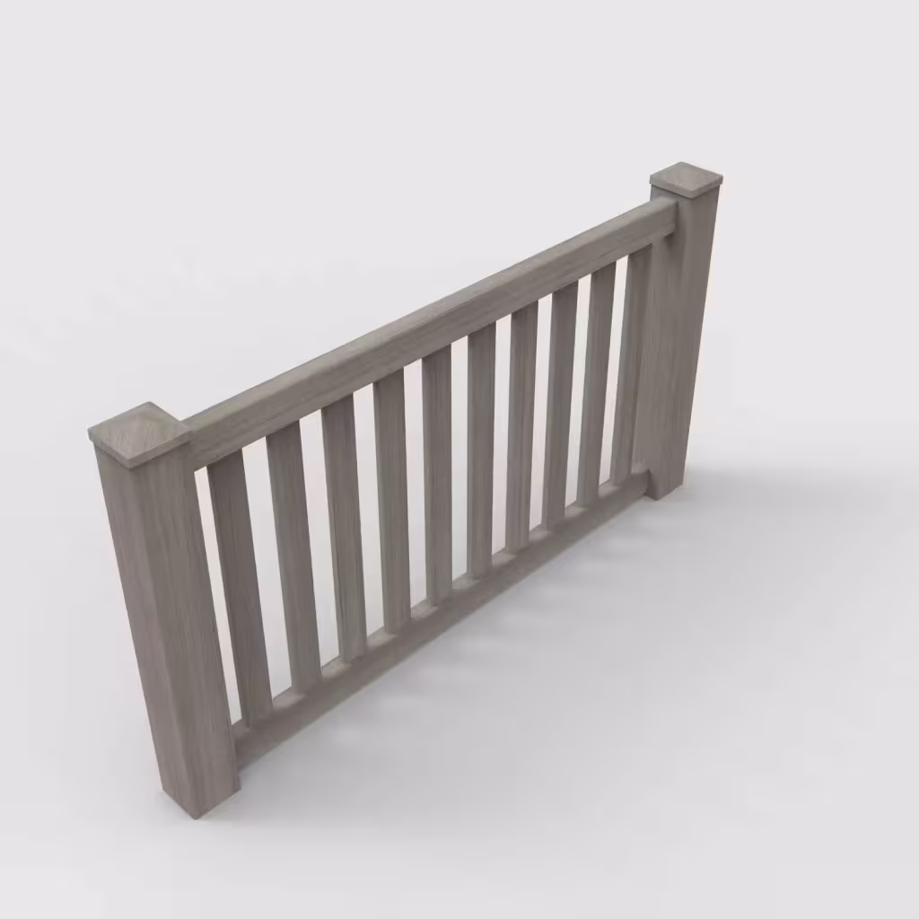 Weathered blend vertical picket 3 ft wall topper, isometric view