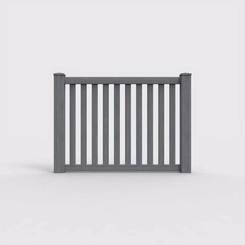 Arctic blend vertical picket 4 ft fence, front view