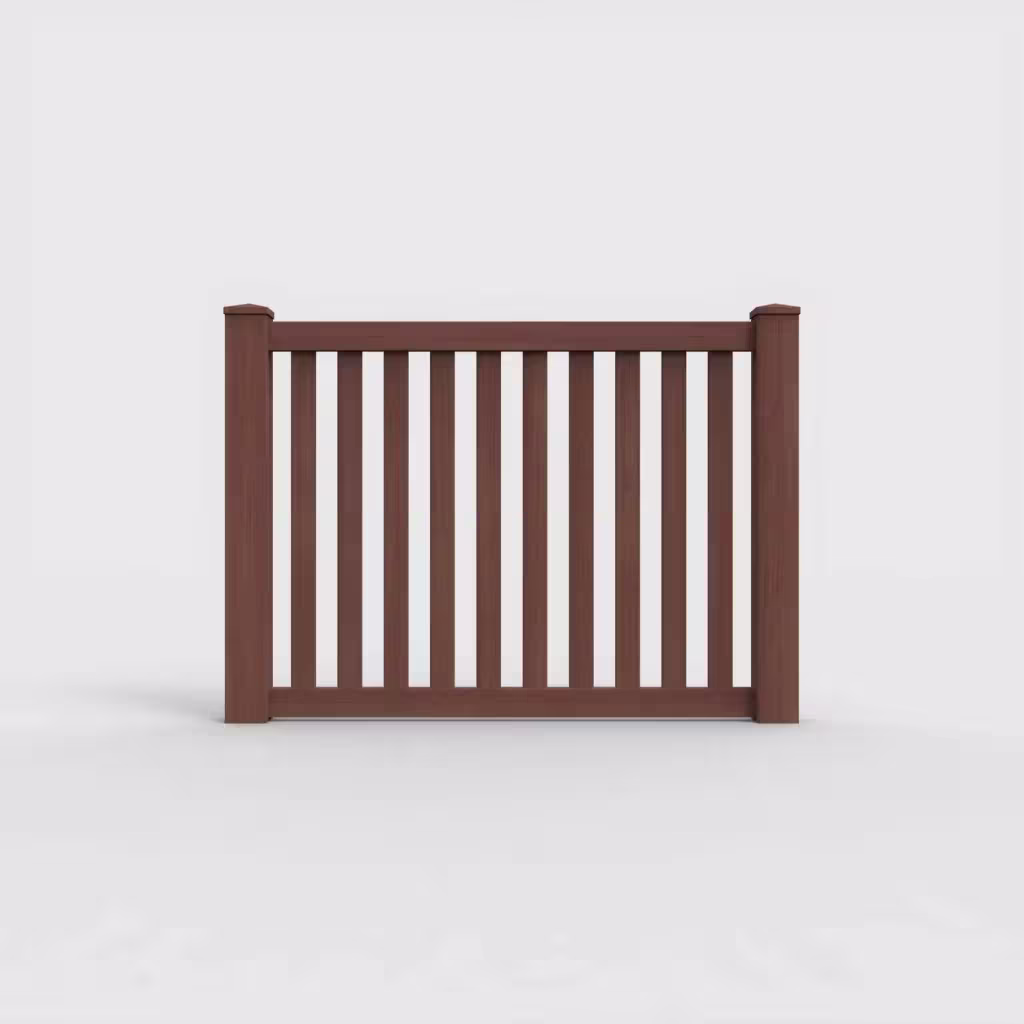 Brazilian blend vertical picket 4 ft fence, front view