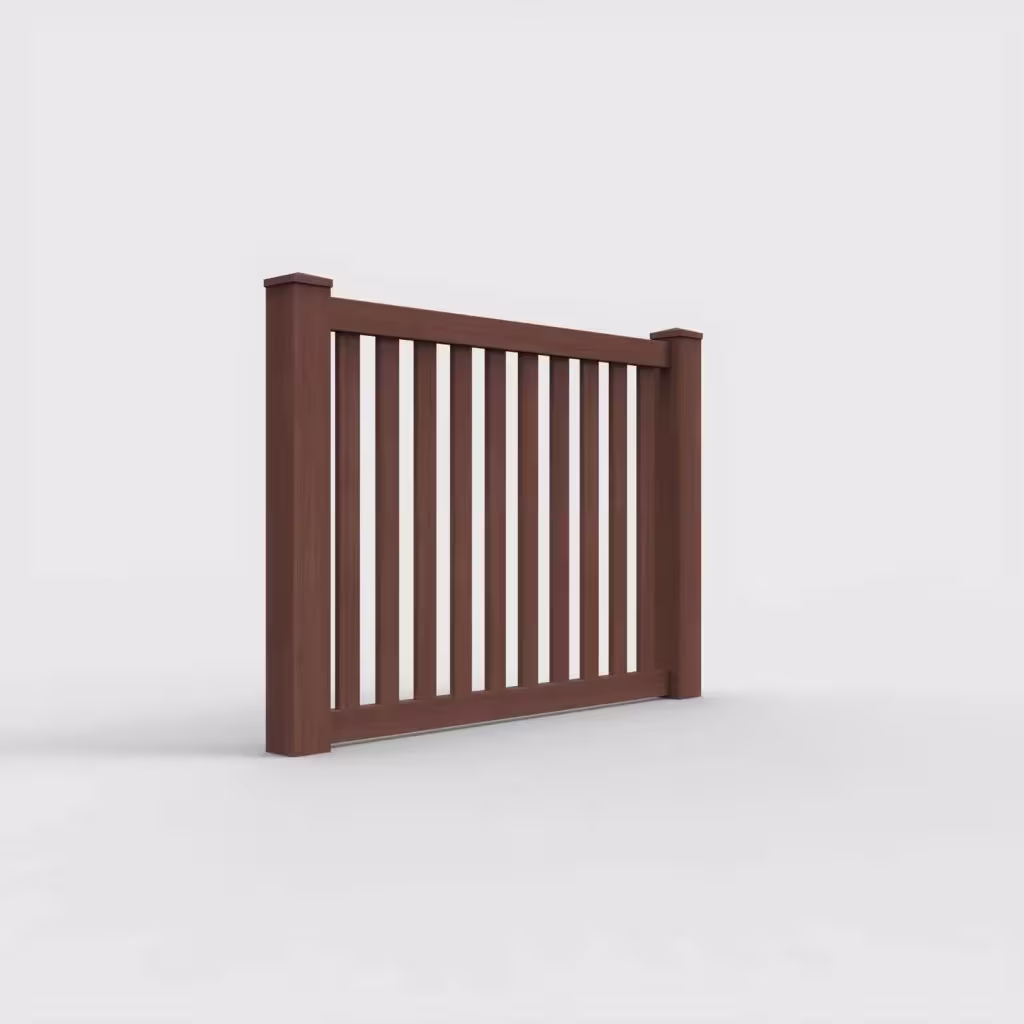 Brazilian blend vertical picket 4 ft fence, right-side view
