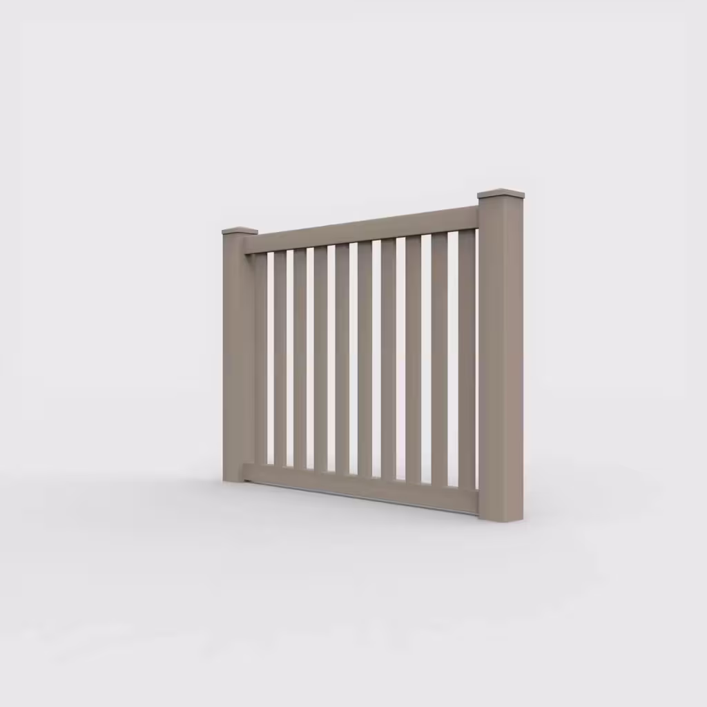 Clay vertical picket 4 ft fence, left-side view