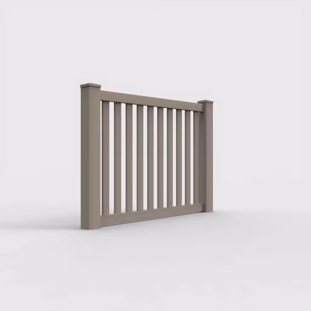 Clay vertical picket 4 ft fence, right-side view