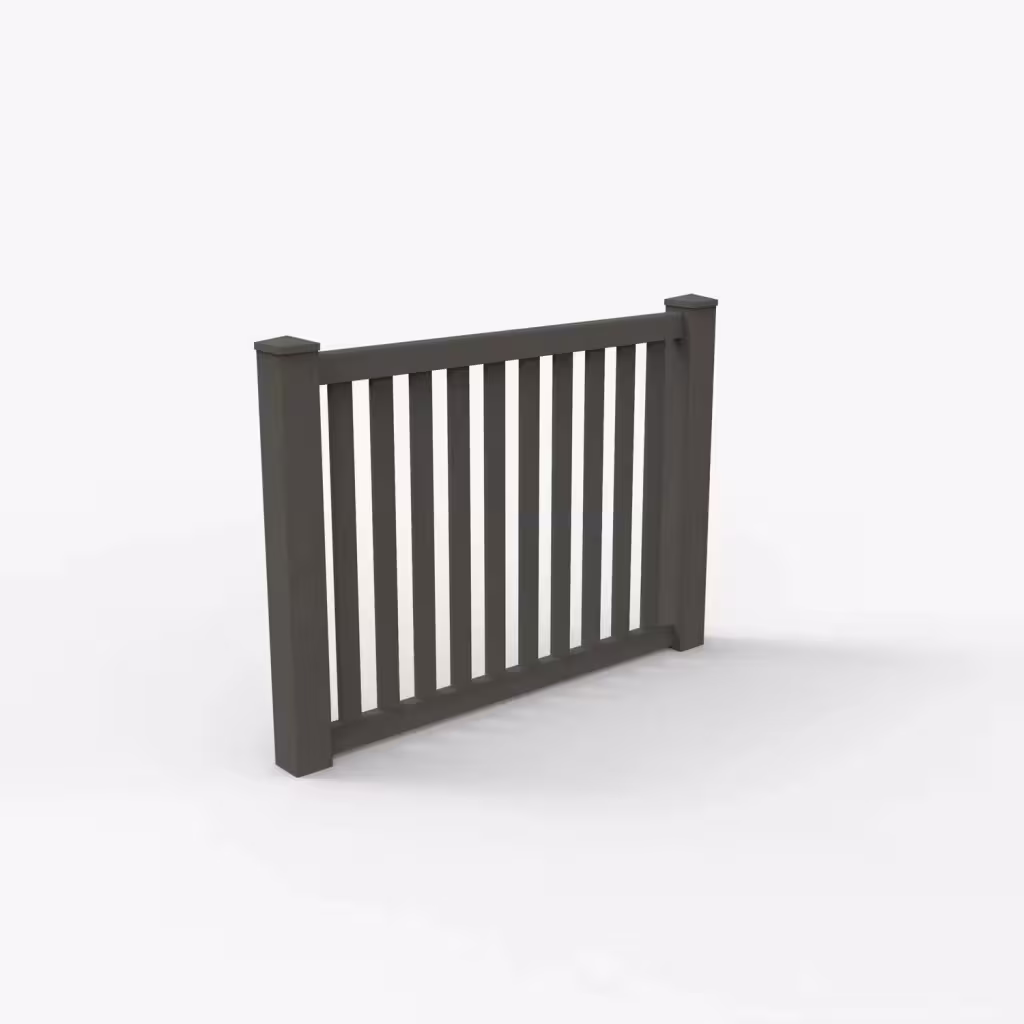 D. walnut vertical picket 4 ft fence, main view