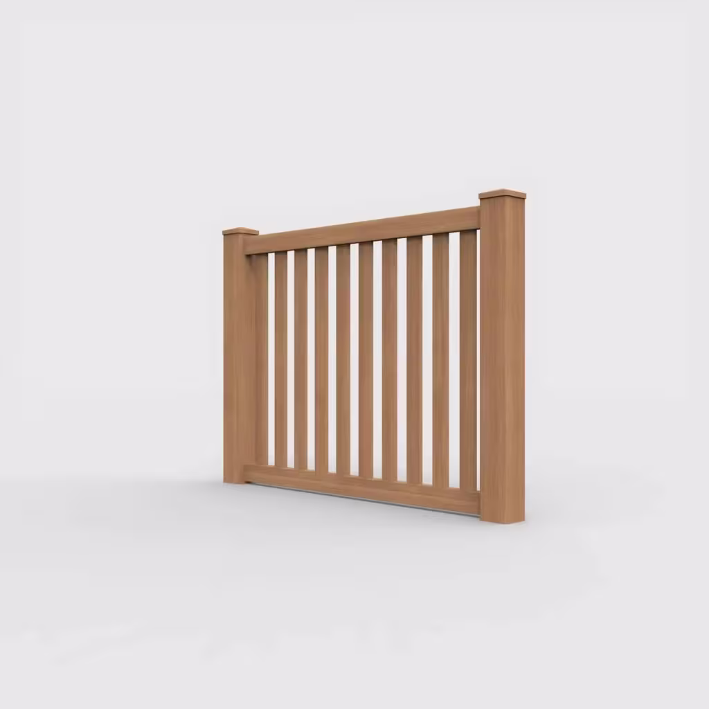 Sierra blend vertical picket 4 ft fence, left-side view