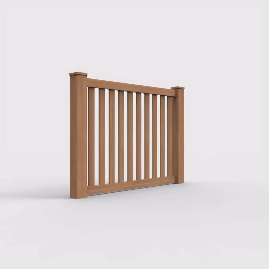 Sierra blend vertical picket 4 ft fence, right-side view