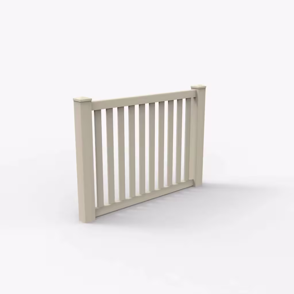 Tan vertical picket 4 ft fence, main view