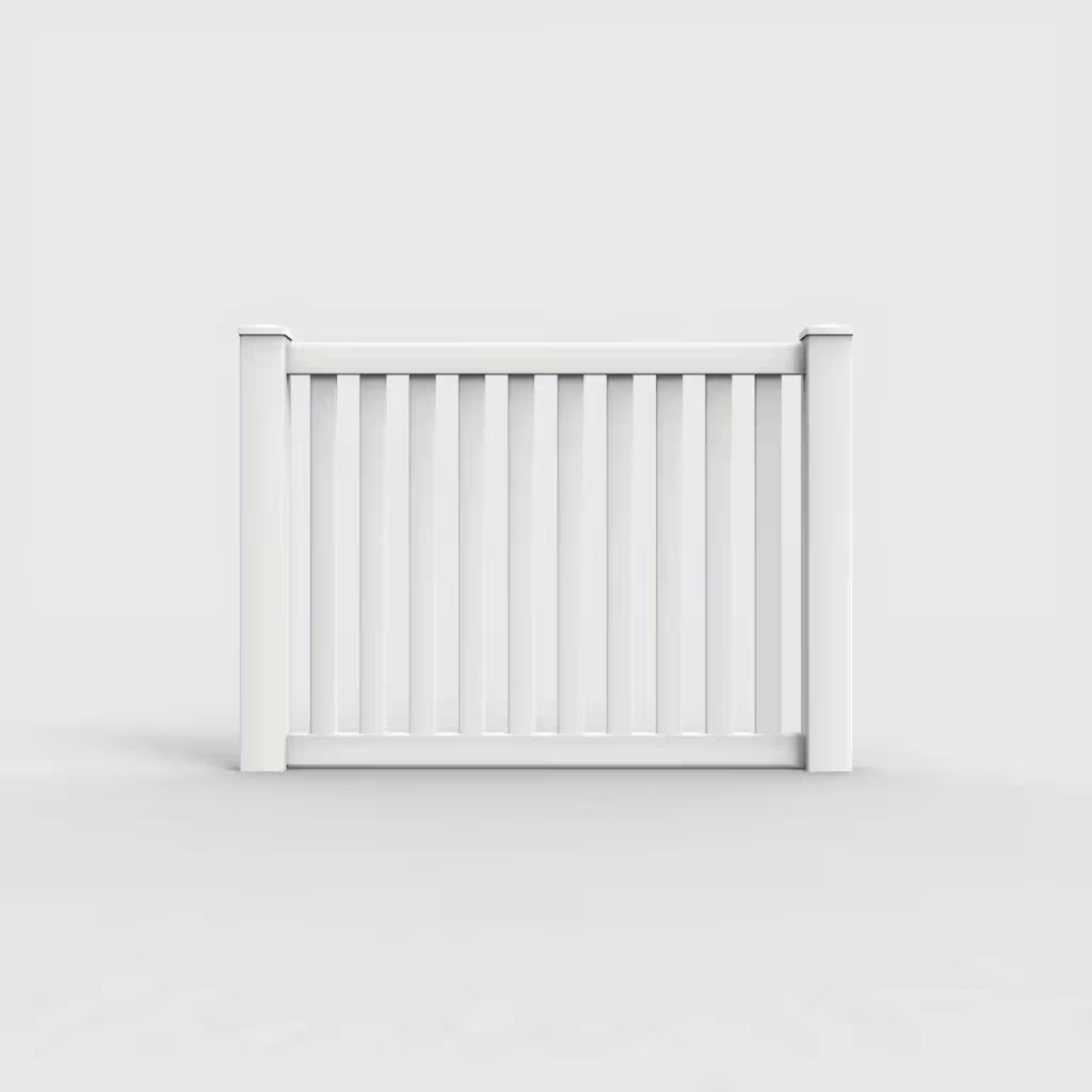 White vertical picket 4 ft fence, front view