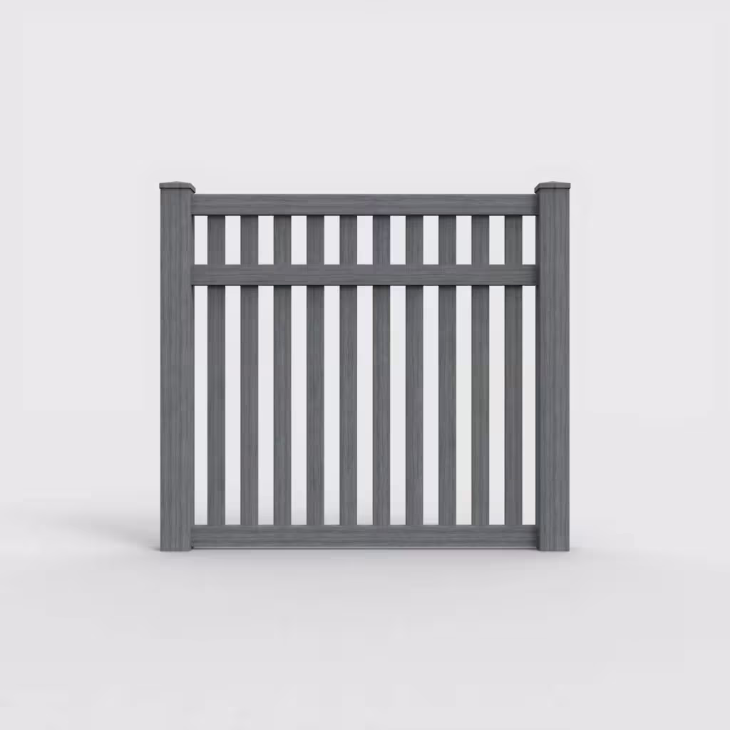 Arctic blend vertical picket 5 ft fence, front view