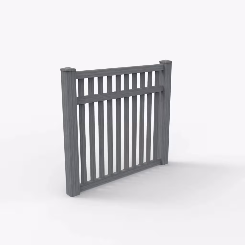 Arctic blend vertical picket 5 ft fence, main view