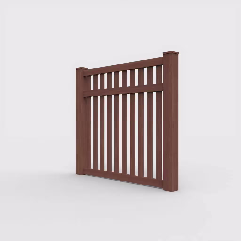 Brazilian blend vertical picket 5 ft fence, left-side view