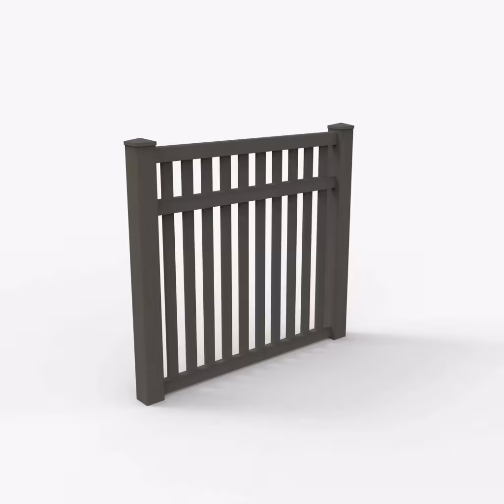 D. walnut vertical picket 5 ft fence, main view