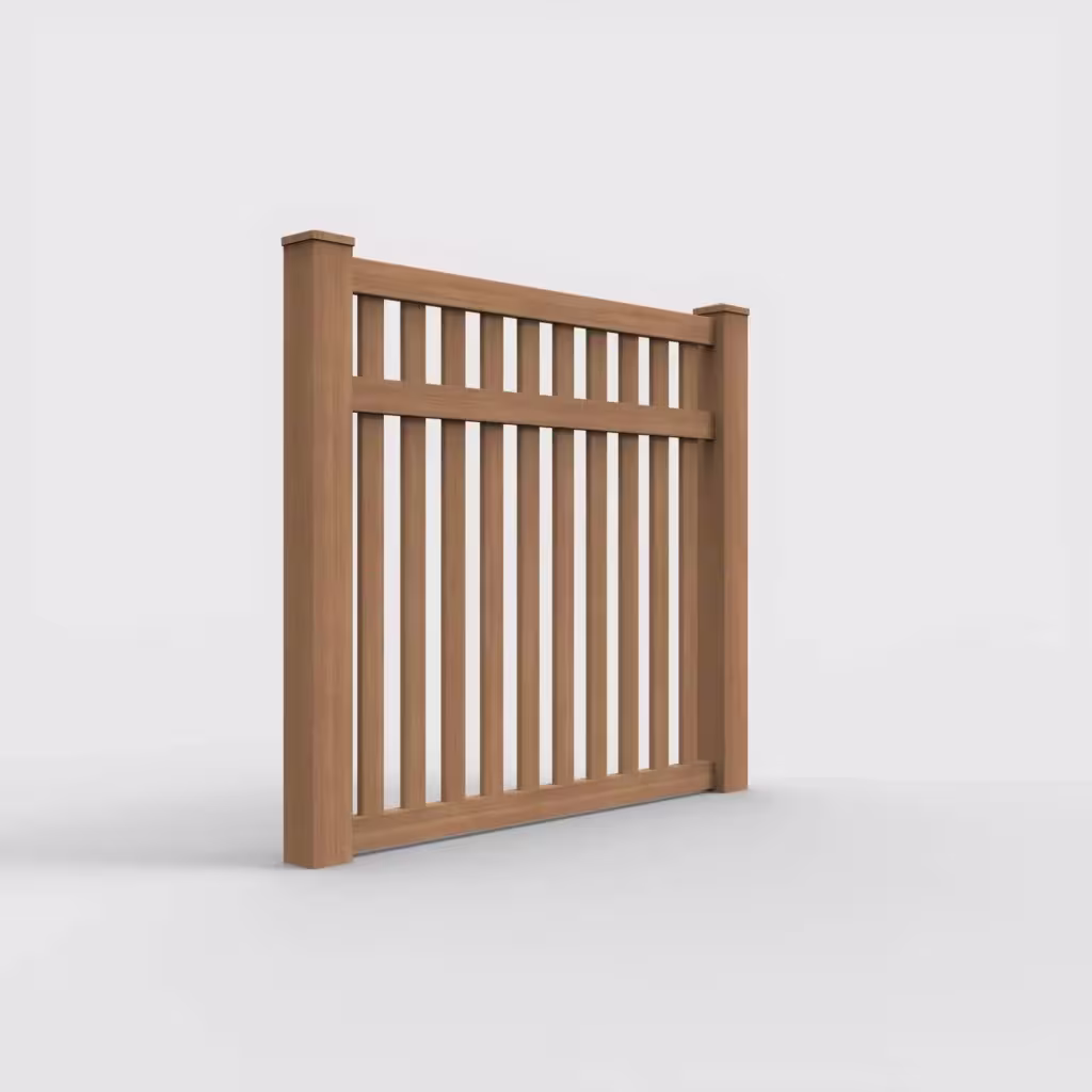 Sierra blend vertical picket 5 ft fence, right-side view