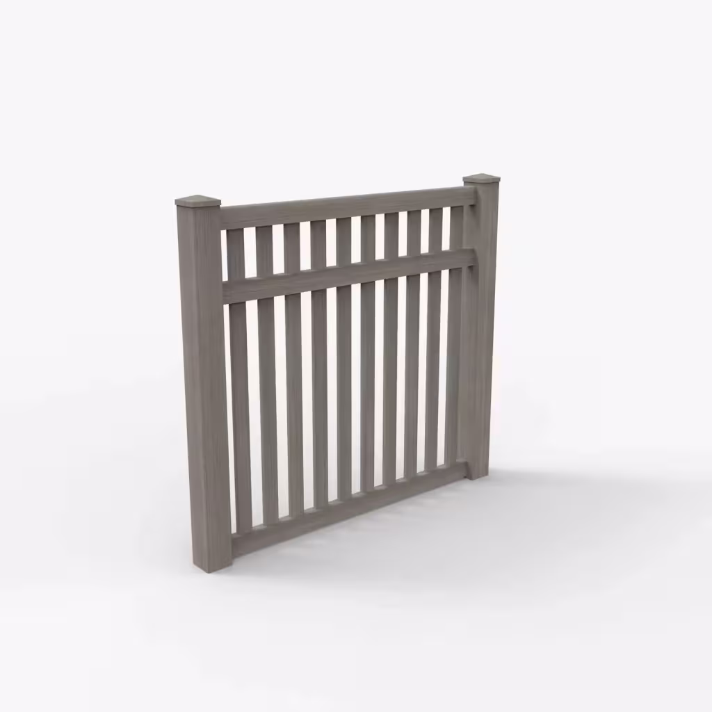 Weathered blend vertical picket 5 ft fence, main view