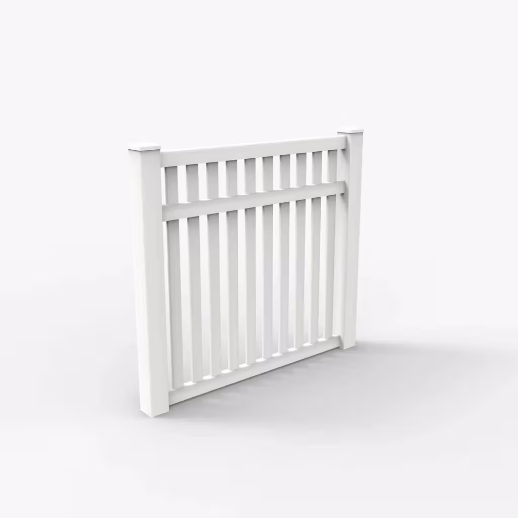 White vertical picket 5 ft fence, main view