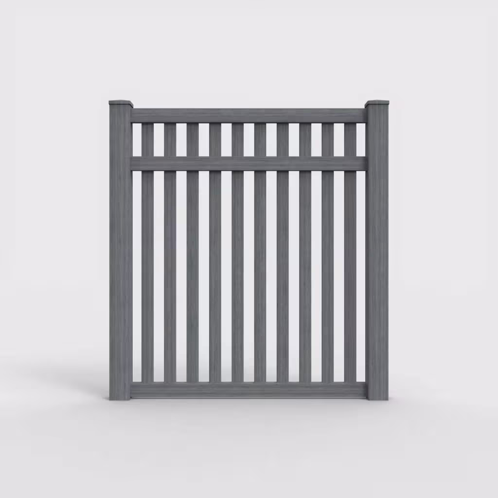 Arctic blend vertical picket 6 ft fence, front view