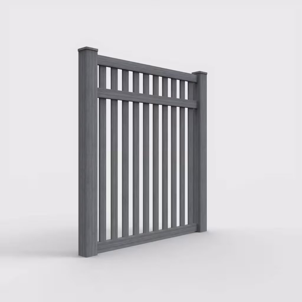 Arctic blend vertical picket 6 ft fence, right-side view
