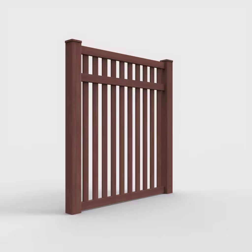 Brazilian blend vertical picket 6 ft fence, right-side view
