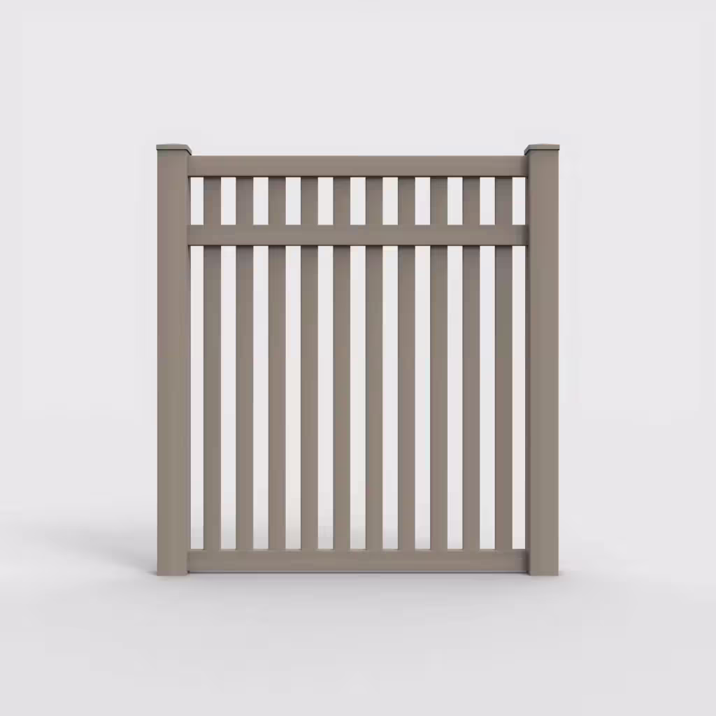 Clay vertical picket 6 ft fence, front view