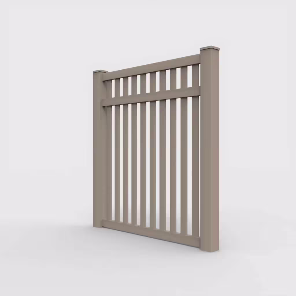 Clay vertical picket 6 ft fence, left-side view