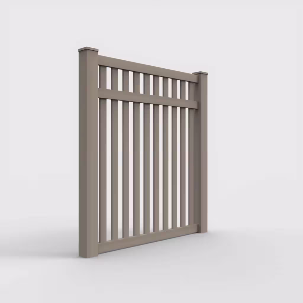 Clay vertical picket 6 ft fence, right-side view