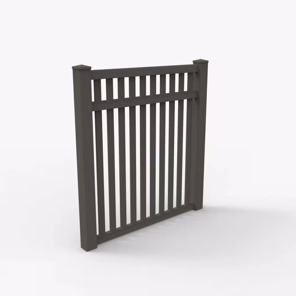 D. walnut vertical picket 6 ft fence, main view